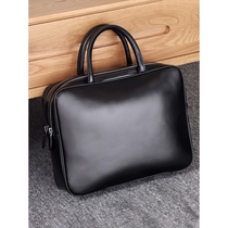 Goldlion Mens Horizontal Mens Bag Crossbody Handheld Double Zipper Business Large Capacity Briefcase Leather Computer Bag