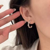 Yinruitai s925 sterling silver large round plain hoop wavy twisted earrings for women sweet and cool style unique design fashionable earrings