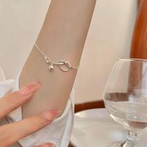S925 sterling silver round bead chain knotted bracelet feminine cold and niche design simple temperament light luxury bracelet