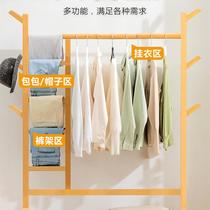 Clothes rack floor-standing bedroom clothes rack cabinet coat rack storage rack simple bag rack simple solid wood home modern