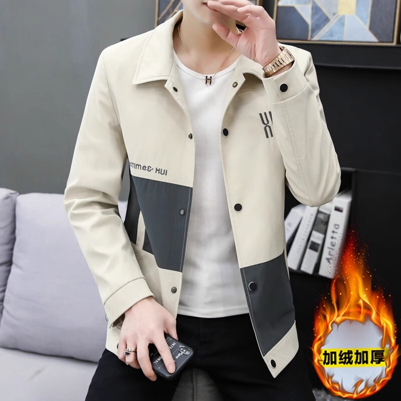 Men's Casual Jacket 2026 Spring, Autumn and Winter New Style Stand-Up Collar High-End Trendy Baseball Jacket with Fleece Windbreaker