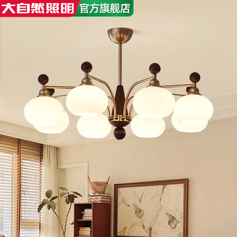 Natural Vintage Living Room Chandelier, American Retro Wabi-Sabi Style Persimmon Hall Main Light, Whole House Lighting Package Natural Vintage Living Room Chandelier, American Retro Wabi-Sabi Style Persimmon Hall Main Light, Whole House Lighting Package