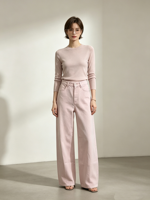 Friendly for Petite People! Spring and Autumn Style Balloon Pants, Pink Jeans