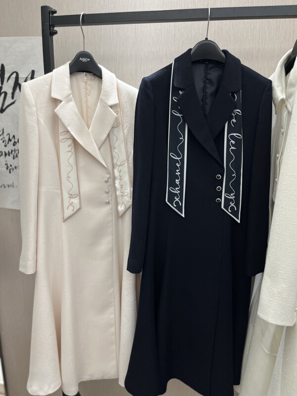 Exported to Korean Department Stores, Autumn and Winter, High-End Business, Elegant Commuting, Suit-Style Trench Coat Dress
