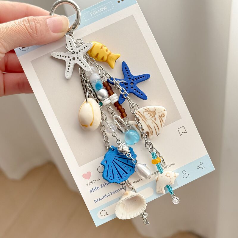 Blue Starfish Keychain Ocean Shell Series Pendant Starfish Keychain Bag Charm Dopamine Gift Blue Starfish Keychain Ocean Shell Series Pendant Starfish Keychain Bag Charm Dopamine Gift