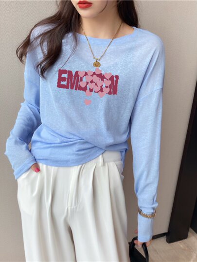 2025 New Sun Protection Clothing for Women, Summer Thin Loose Versatile Breathable Cover-Up, Ice Silk Long-Sleeve T-Shirt Top, Trendy