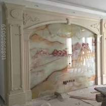 Marble overall TV background wall jade Roman columns custom living room European background imitation full-body sofa