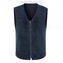 @kan standard mens horse vest fleece clip army green velvet thermal vest collarless winter velvet polar fleece cardigan vest