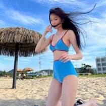 2024 womens solid color bikini split high waist triangle sports sweet and spicy hot spring vacation suspender biki