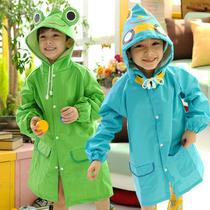 Childrens raincoat large hat eaves boys and girls kindergarten pupils waterproof raincoat baby protection increased heavy raincloth