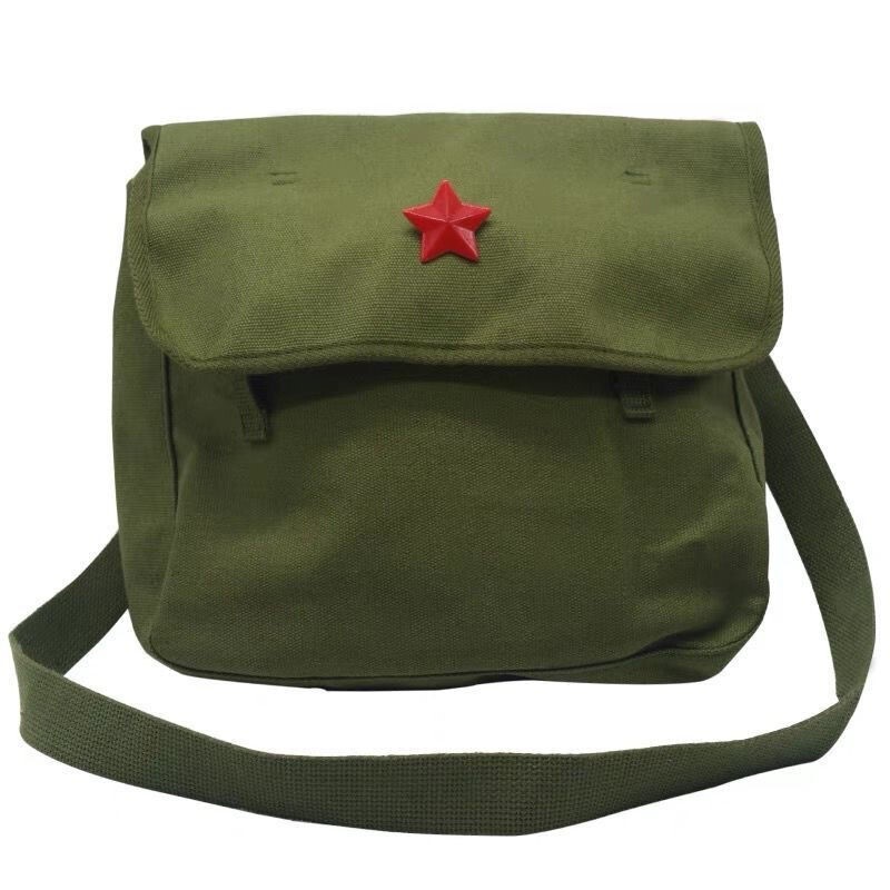 Red Army Bag Is a July 1St Gift, Crossbody Bag, Nostalgic National Day Liberation Green Backpack, Canvas Five-Star Lei Feng Bag