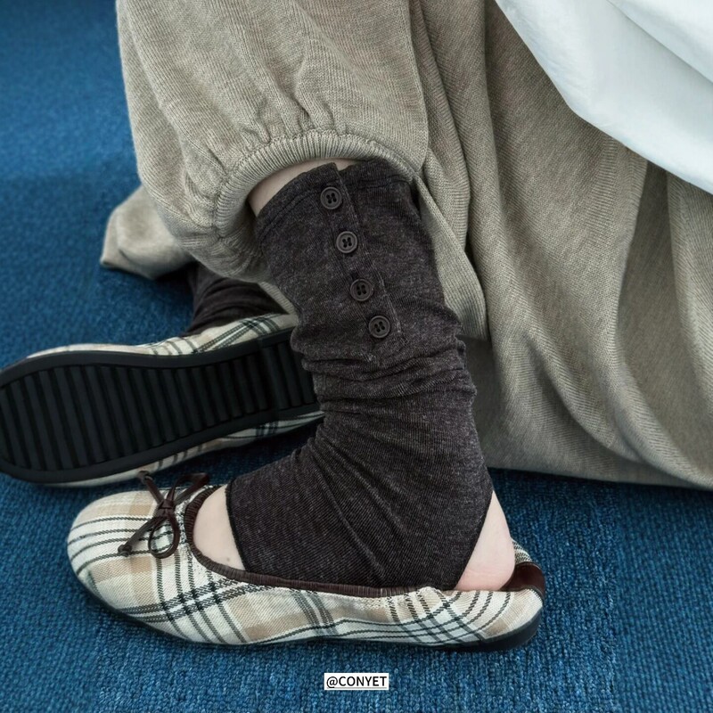 Buttoned Sock Covers, Footless Women's Socks with Side Buttons in a Chanel Style, Calf Socks, Miu-Style Half-Socks, Flip-Flop Socks, Slouch Socks