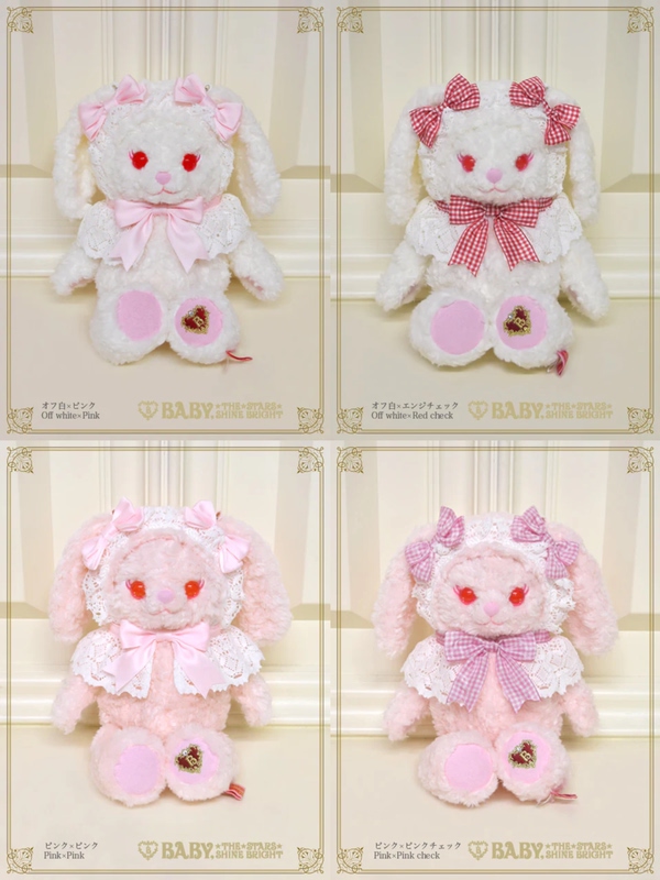 [Domestic Stock] Baby Medium-Sized Rabbit and Bear Ribbon Pink and White Checkered Crossbody Bag