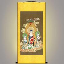Western three-sage Amitabha hanging picture high-definition Guanyin Bodhisattva Buddha statue painting silk painting scroll painting