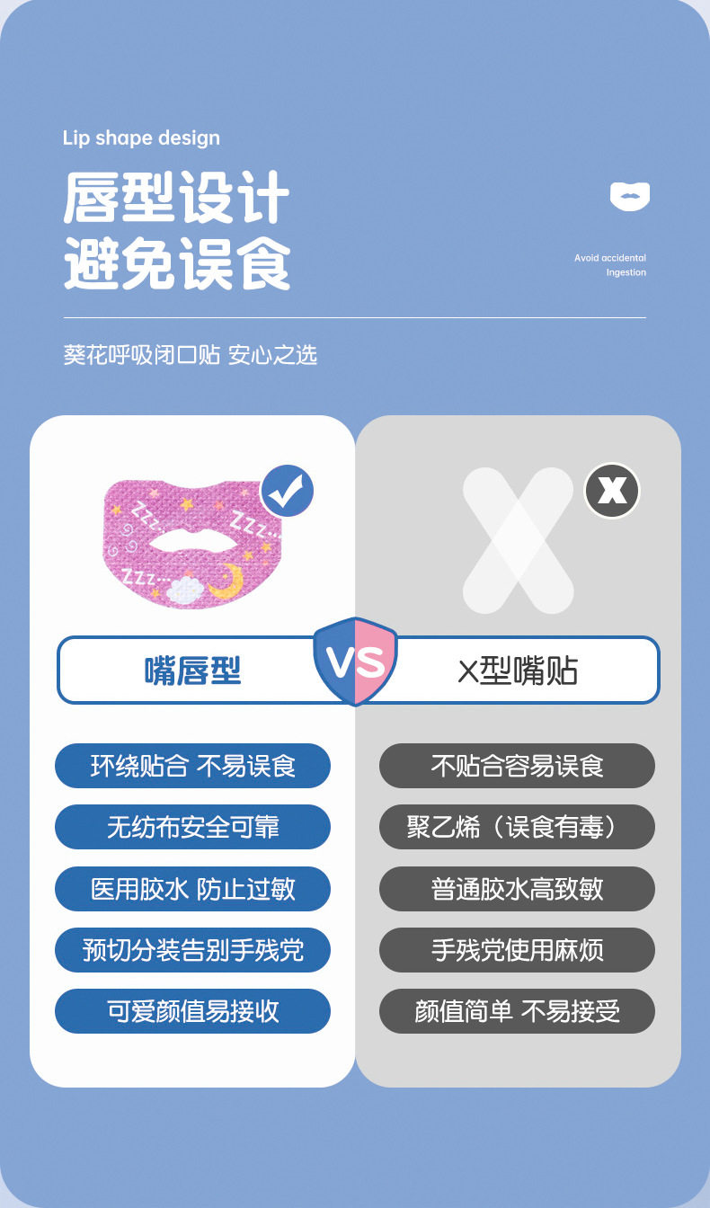 Анти-храп продукты 【口呼吸矫正贴】小孩闭口贴嘴巴闭合封贴防张口睡觉闭嘴贴 No brand