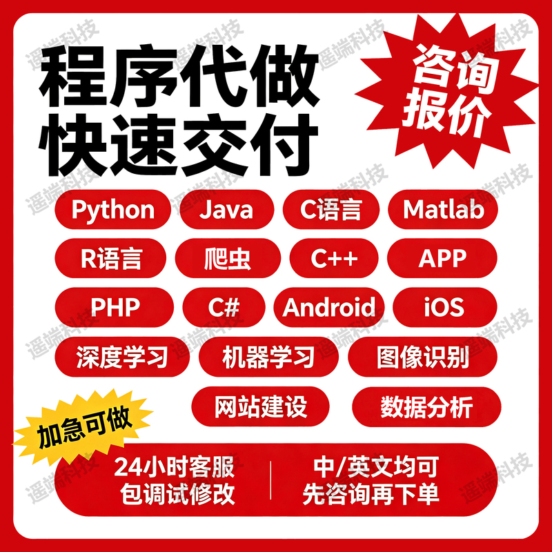 Python Programming, C/C++ Code Writing, R Language Data Analysis, Vb Program Development, Java Algorithm Assignments
