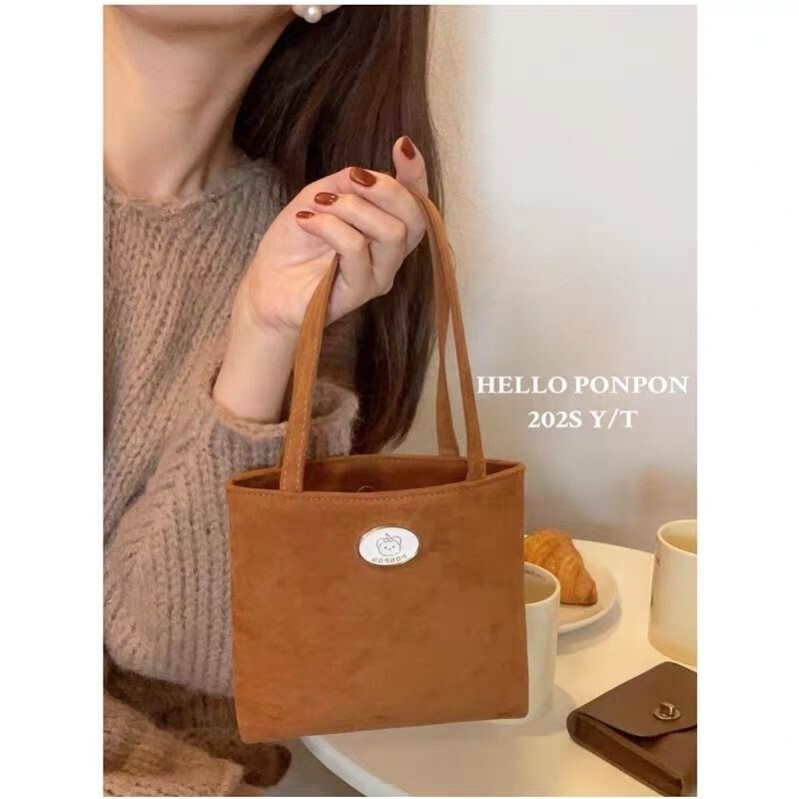Mini Tote Bag for Work, Small Bag for Mom to Carry Around When Going Out, High-End Small Handbag, Suede Handbag