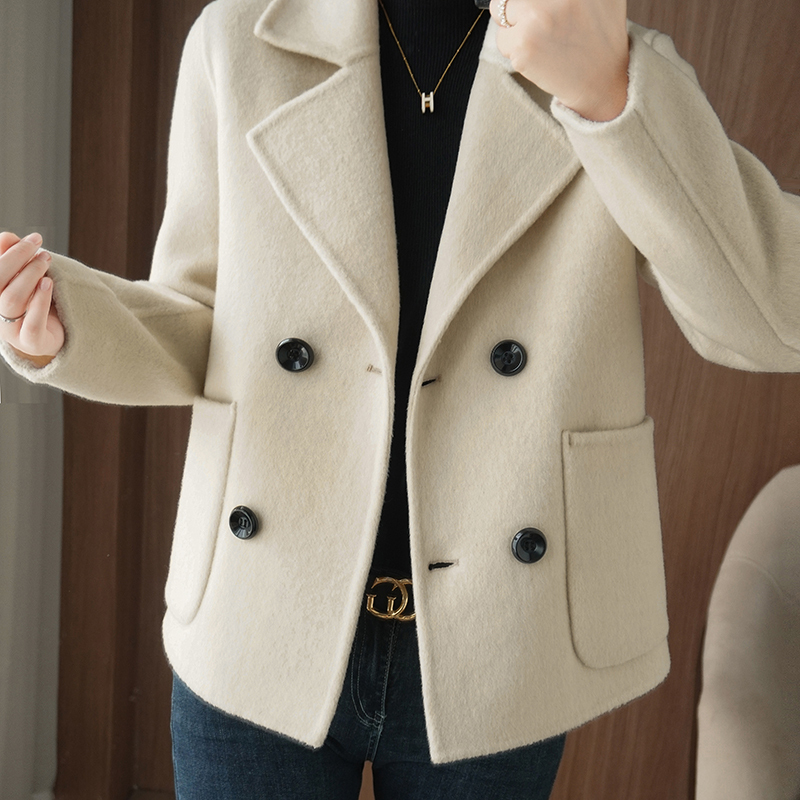 White High-End Double-Sided Wool Coat for Women, Short and Loose Fit for Petite Figures, 2026 Autumn and Winter New Woolen Blazer