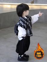 Bazhu Bazhu childrens spring suit 2024 new striped vest top boys handsome versatile sweatshirt two pieces