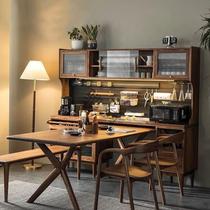 0c solid wood sideboard perforated dining table retractable integrated wall high cabinet with built-in table wine cabinet kitchen cabinet guest