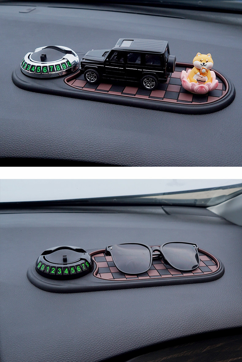 Car anti-slip mat, parking sign, phone holder, car navigation, sunglasses holder, multifunctional parking sign, central console storage rack