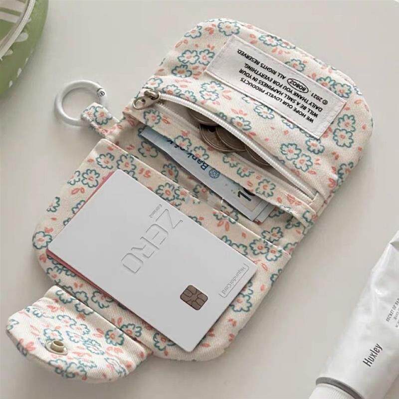 New Cute Floral Pendant-Style Fresh-Style Card Holder, Multi-Layer Coin Purse, Canvas Earphone Pouch, Storage Bag, Portable Bag
