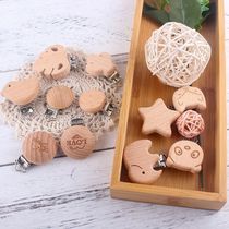 5Pcs Beech Wooden Animal Shape Pacifier Clip Baby Wood Pacif