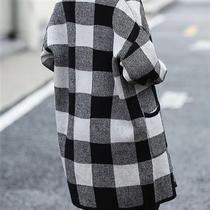 Womens Plaid Oversized Cardigan Coat with Open Front and