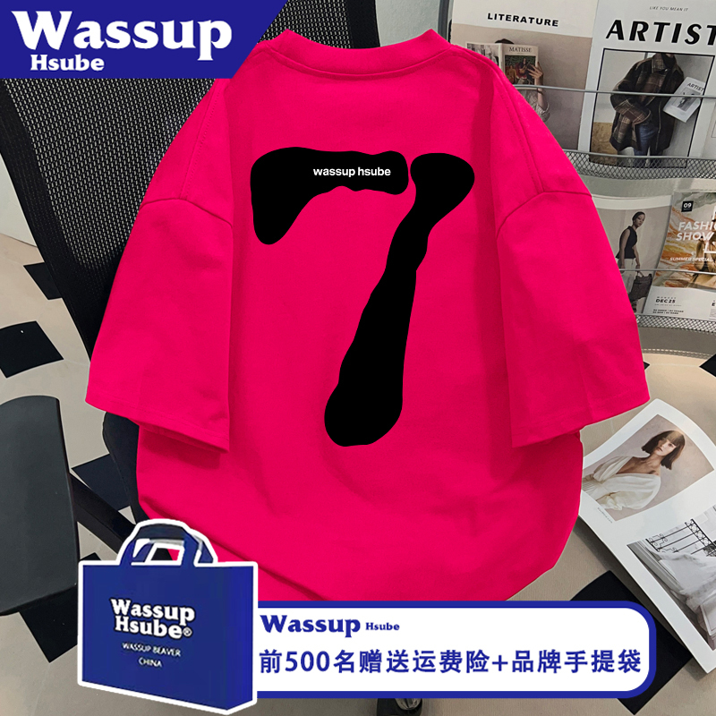 Wassup Summer 100% Pure Cotton Creative Letter Print Personalized Short-Sleeved Dragon Fruit T-Shirt Ins Men's and Women's Tops Wassup Summer 100% Pure Cotton Creative Letter Print Personalized Short-Sleeved Dragon Fruit T-Shirt Ins Men's and Women's Tops