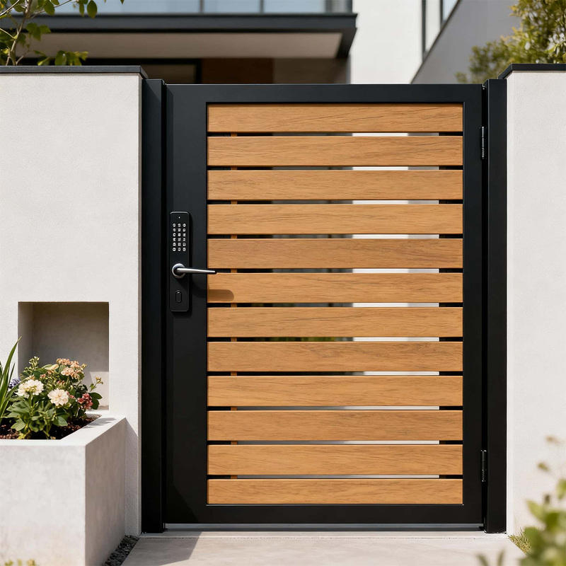 Outdoor Garden Gate, Aluminum Alloy Villa Courtyard Gate, Wrought Iron Community Yard Gate, Wood Grain Courtyard Gate, Homestay Garden Gate Outdoor Garden Gate, Aluminum Alloy Villa Courtyard Gate, Wrought Iron Community Yard Gate, Wood Grain Courtyard Gate, Homestay Garden Gate