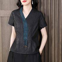 Xiangyunsha silk top womens national style 2024 new mulberry silk new Chinese style high-end retro young mothers shirt