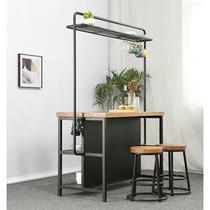 American solid wood sideboard storage cabinet kitchen preparation table cooking table iron island table marble slate vegetable cutting table