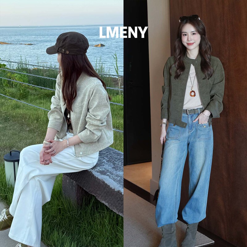 Mengjie Clothing [Mist Shadow Leather Jacket] Protein Leather Jacket 2026 Autumn New Vintage Small Stand Collar Leather Jacket
