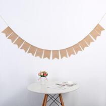 Linen swallow tail flag DIY handmade accessories Christmas wedding party holiday decoration jute pennant 15 pieces