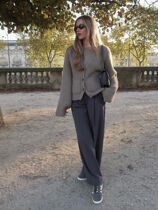 Solid Knit Cardigan Paneled Women Sweater O-neck Long Sleev