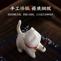 Cute kitten ceramic aromatherapy stove ornaments home indoor sandalwood incense stick incense seat soft cute healing tea pet