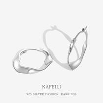 New S925 silver American earrings ins simple design wavy texture geometric earrings cold style personalized earrings