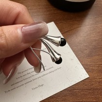 S925 sterling silver Korean style niche design hook commuter earrings Korean style simple fashion basic earrings