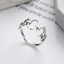 Yunchaoxuan s925 personalized geometric oval ring hollow splicing new trendy niche design simple and advanced