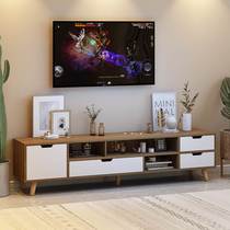 Nordic solid wood leg TV cabinet simple modern coffee table combination home living room small apartment simple TV cabinet