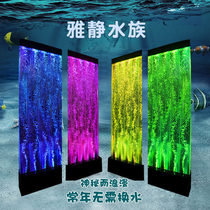 Large acrylic screen water curtain wall flowing water bubble wall creative fish tank aquarium entrance partition can be customized
