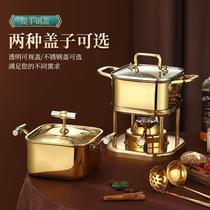 Stainless steel inflatable square alcohol pot one person one pot inflatable gas stove self-service small shabu-shabu single hot pot