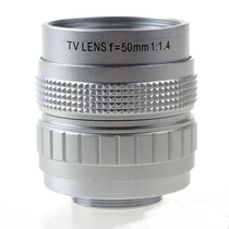Cine lens 50mm F 1 4 fixed focus silver small cine lens CCTV C-mount mirrorless camera external lens