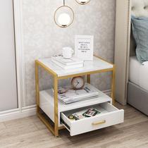 Home Nordic light luxury marble bedside table single drawer bedside bedroom storage cabinet golden square small cabinet
