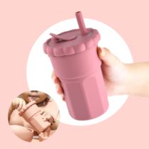500ML Food Grade Silicone Drink Cup Silicone Baby Straw Cup