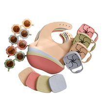 3PCS Set Baby Snack Cup Bib Glasses Set Food Grade Silicone