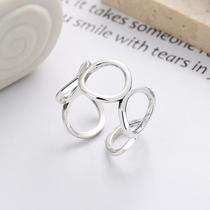 Chaosheng s925 sterling silver wide version spliced ​​circle ring hollow open ring personality trend street fashion ring