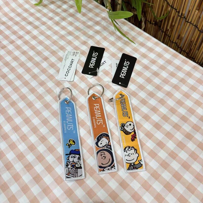 In Stock Japanese-Style Cartoon Snoopy Embroidered Ribbon Keychain Pendant Cute Luggage Decoration Bag Charm