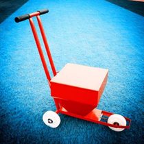 Line drawing device construction site line drawing device j powder truck car marking powder grass field drawing straight line playing football field blue hand push stone