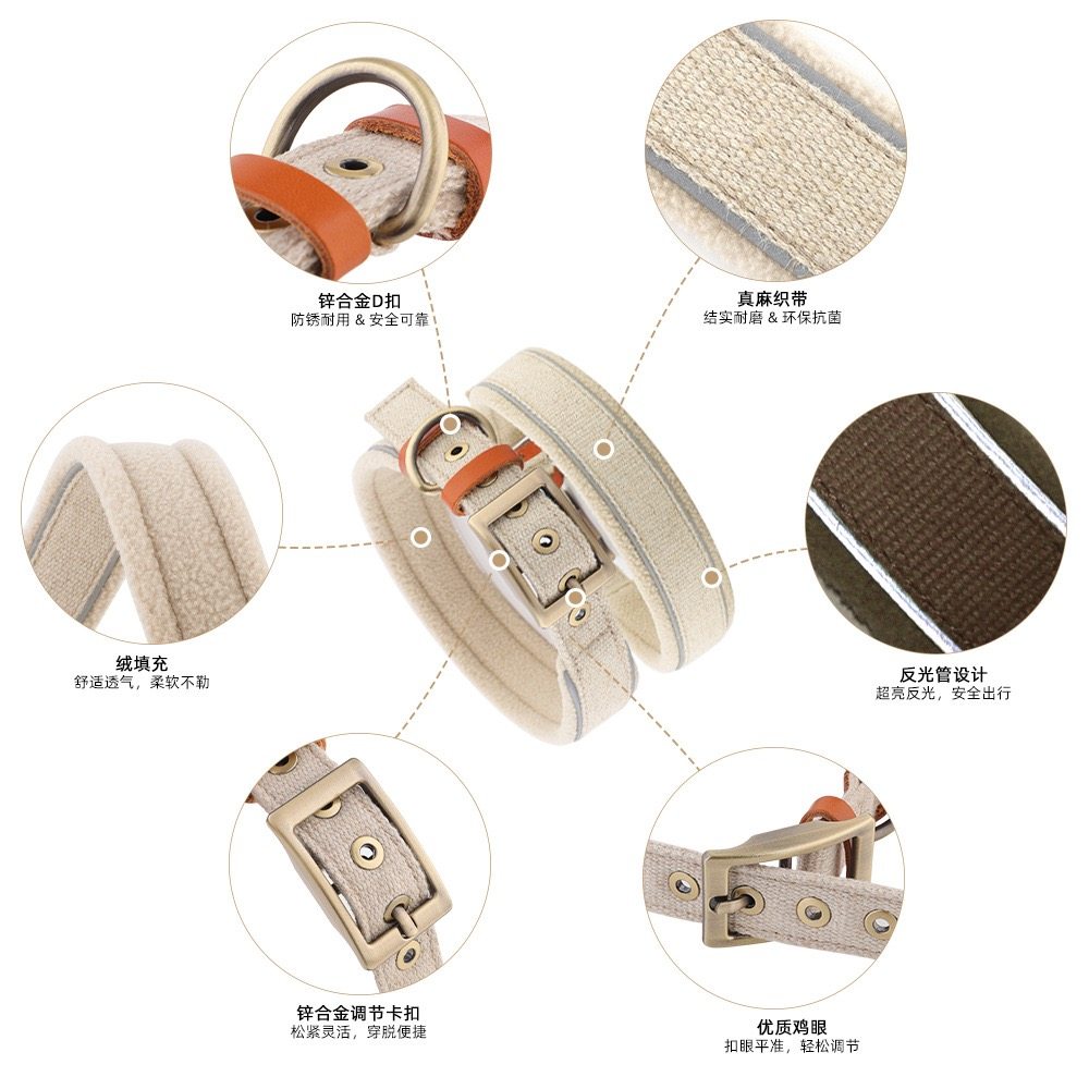 Thickened Anti-Strangle Dog Collar, Pet Anti-Explosion Collar for Large Dogs, Reflective Collar for Small and Medium-Sized Dogs